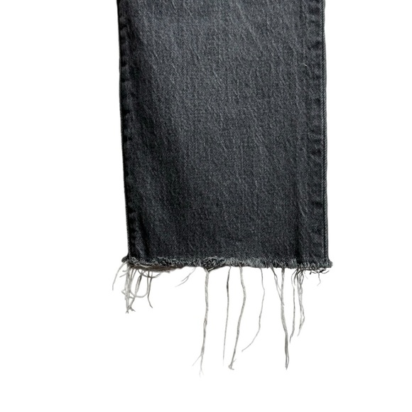 Levis 501 High Rise Straight Leg Faded Black Denim Raw Cut Off Hem Jeans 25 - Picture 9 of 16